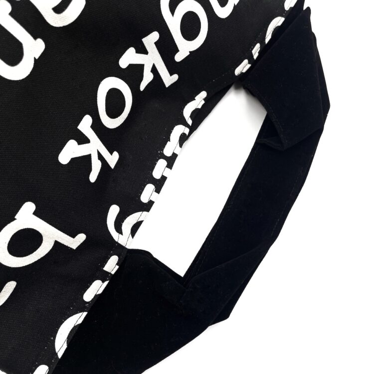 Large 2-Handle Printed Canvas Tote Bag Bangkok Black