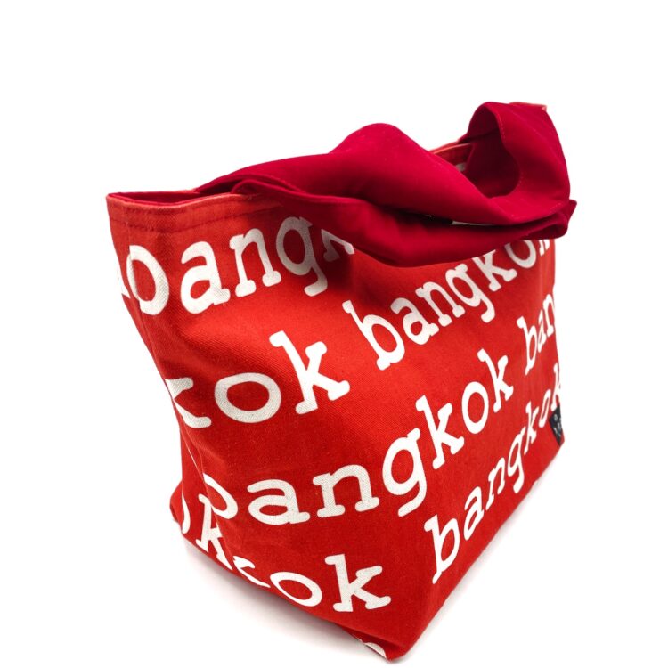 Large 2-Handle Printed Canvas Tote Bag Bangkok Red