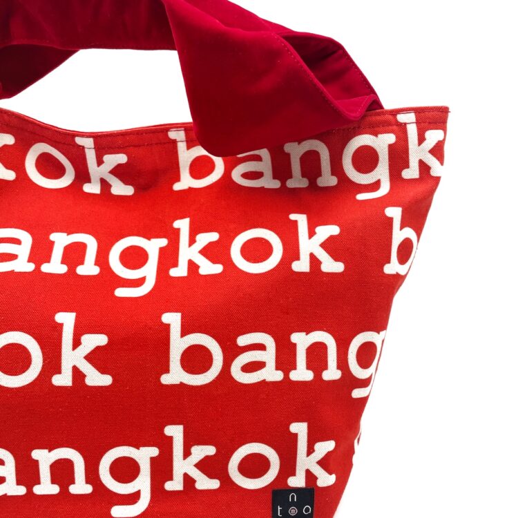 バンコク レッド キャンバス 2ハンドル トートバッグ ラージサイズ