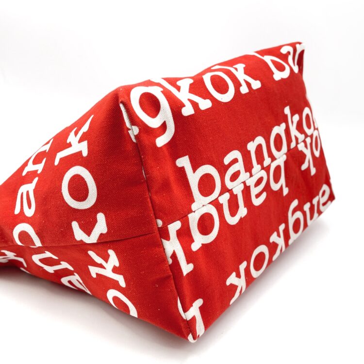 バンコク レッド キャンバス 2ハンドル トートバッグ ラージサイズ