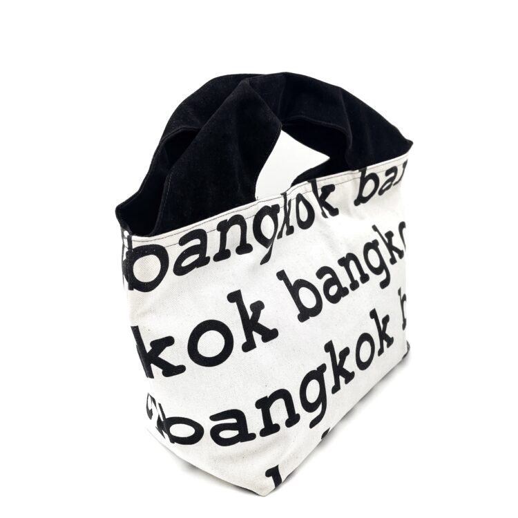 2-Handle Printed Canvas Tote Bag Bangkok White