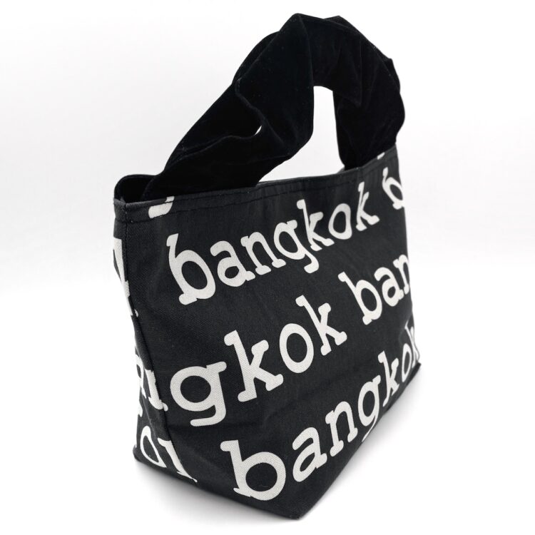 2-Handle Printed Canvas Tote Bag Bangkok Black