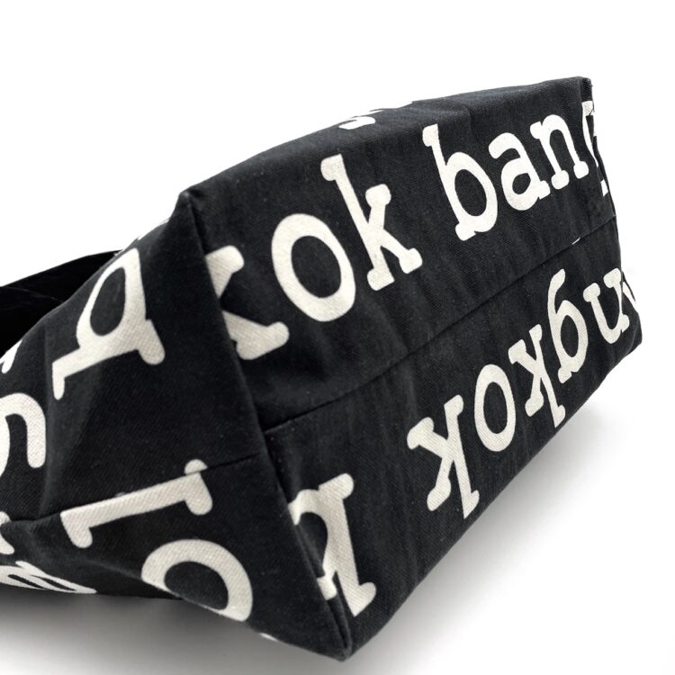 2-Handle Printed Canvas Tote Bag Bangkok Black