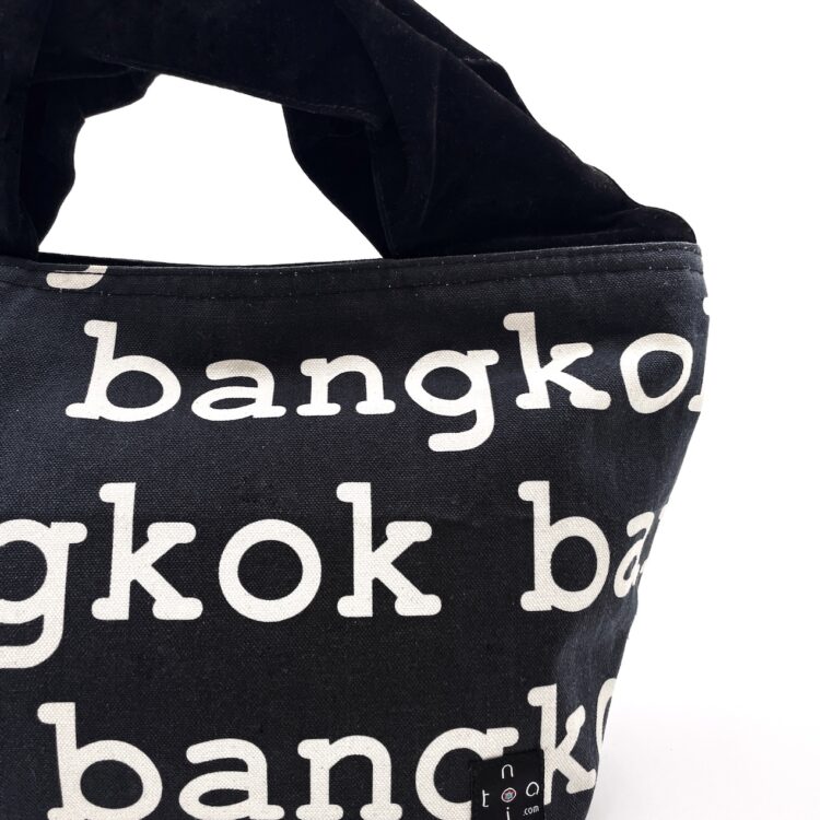 2-Handle Printed Canvas Tote Bag Bangkok Black