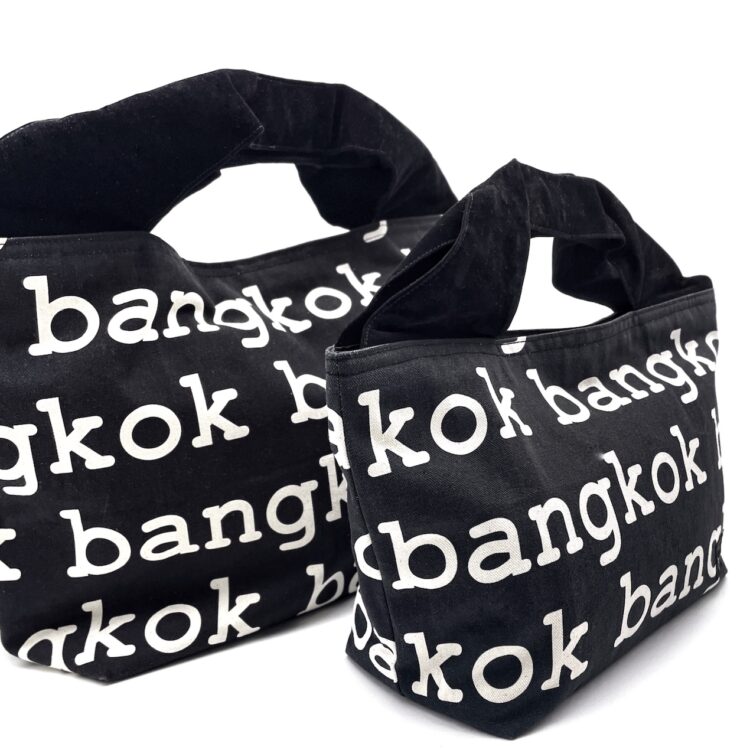 2-Handle Printed Canvas Tote Bag Bangkok Black