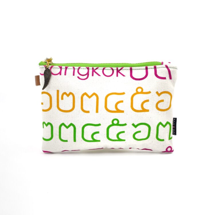 Cushion Pouch Thai Letters Rainbow Green