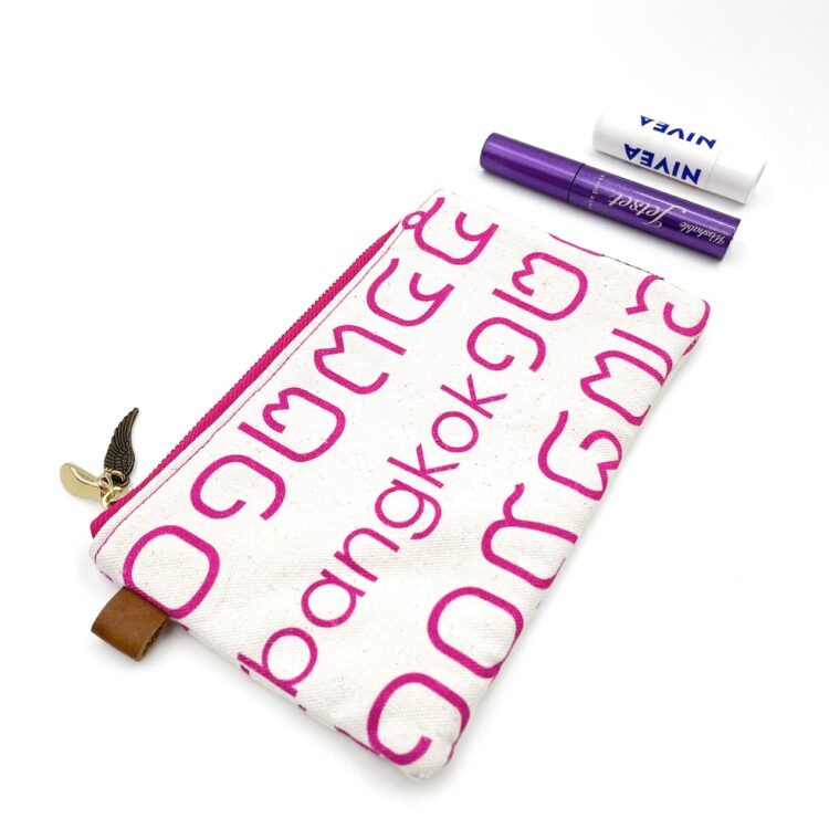 Cushion Pouch Thai Letters Pink