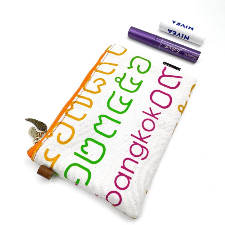 Cushion Pouch Thai Letters Rainbow Orange