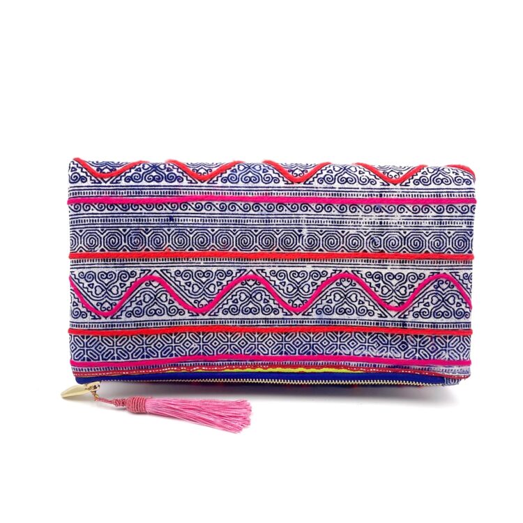 Hmong Pink Pattern 3 Clutch Bag