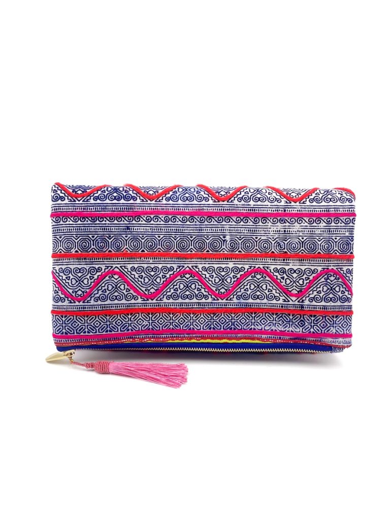 Hmong Indigo Illusion Clutch Bag
