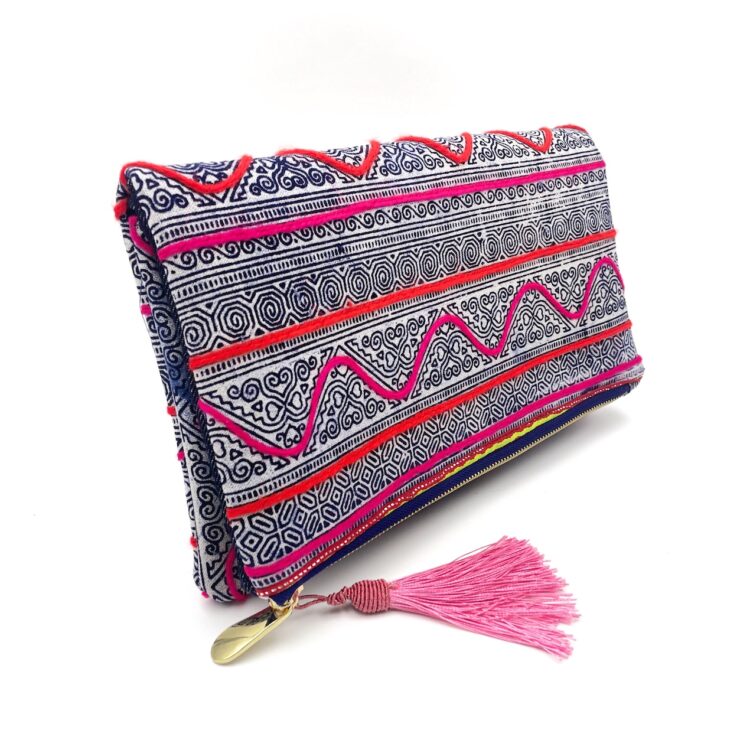 Hmong Pink Pattern 3 Clutch Bag
