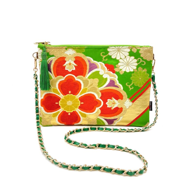 Kimono Shoulder Bag Big Flower Green