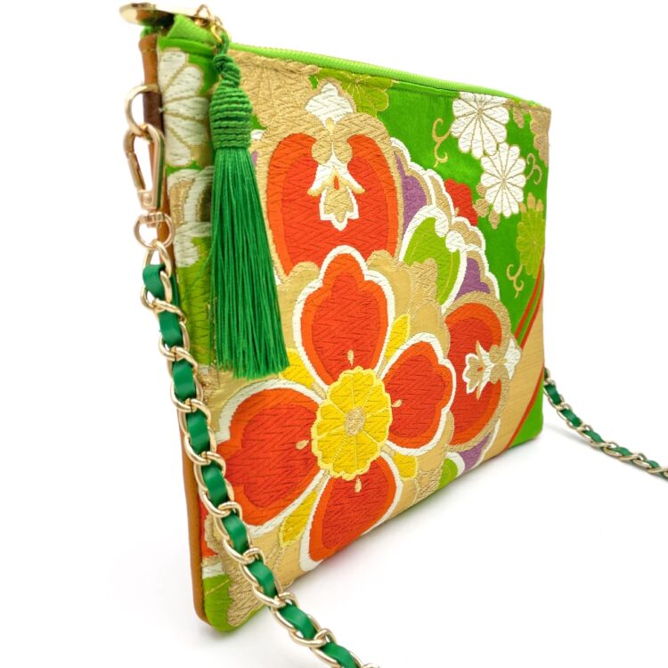 Kimono Shoulder Bag Big Flower Green