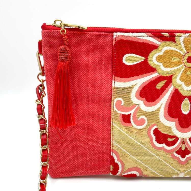 Kimono Sacoche Chain Shoulder Bag Red Blossom