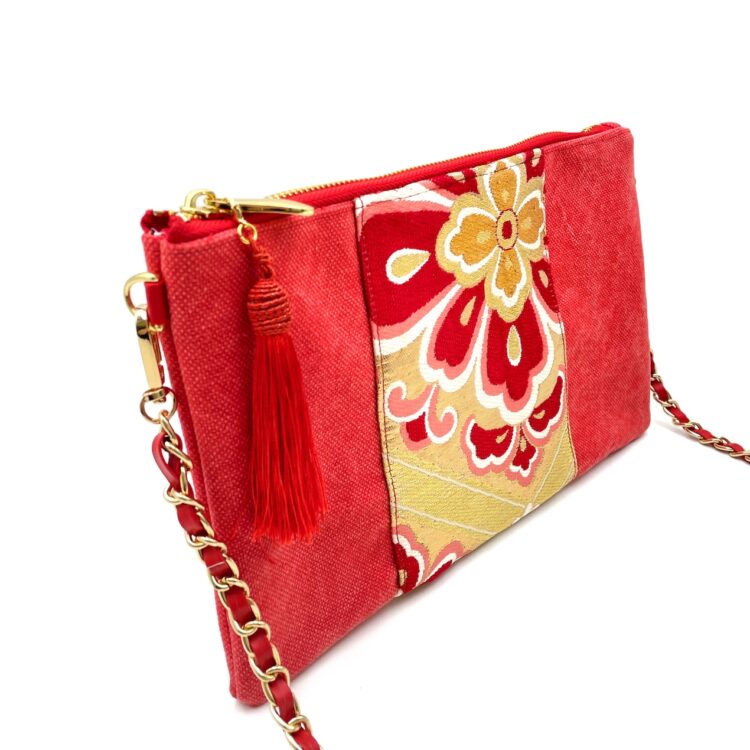 Kimono Sacoche Chain Shoulder Bag Red Blossom