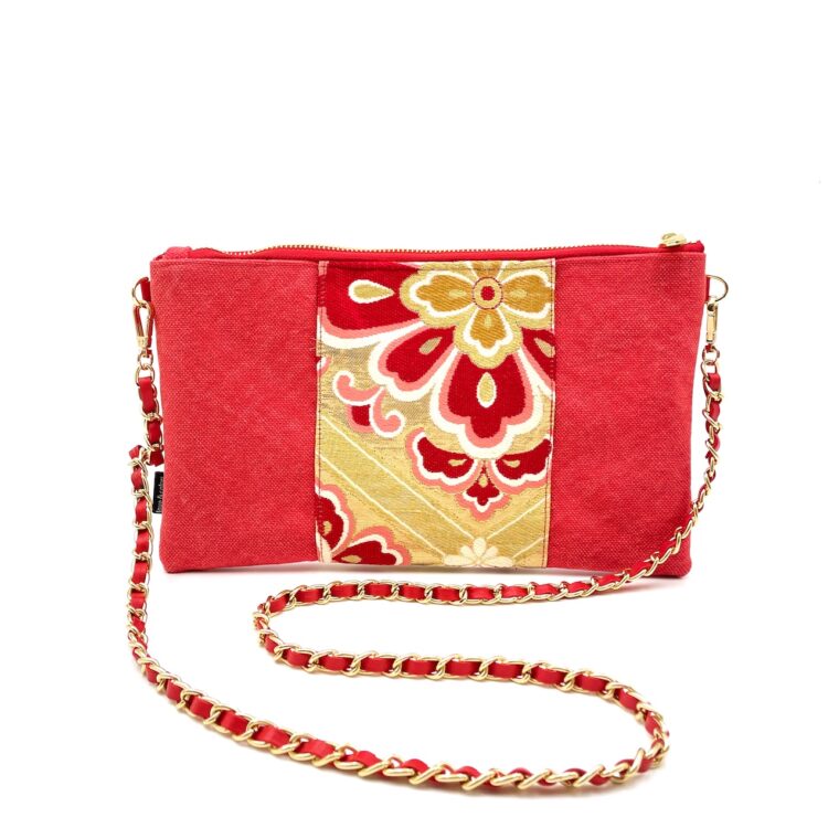 Kimono Sacoche Chain Shoulder Bag Red Blossom