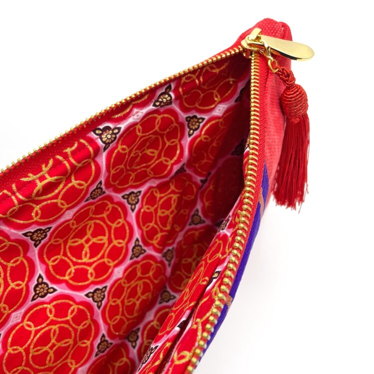 Kimono Sacoche Chain Shoulder Bag Red Crimson And Violet