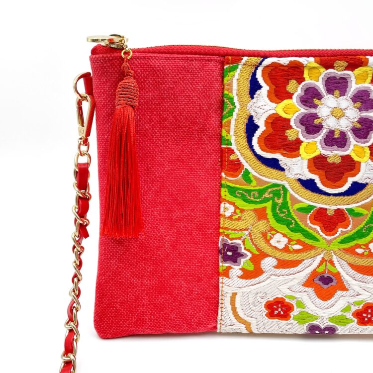Kimono Sacoche Chain Shoulder Bag Red Mandella