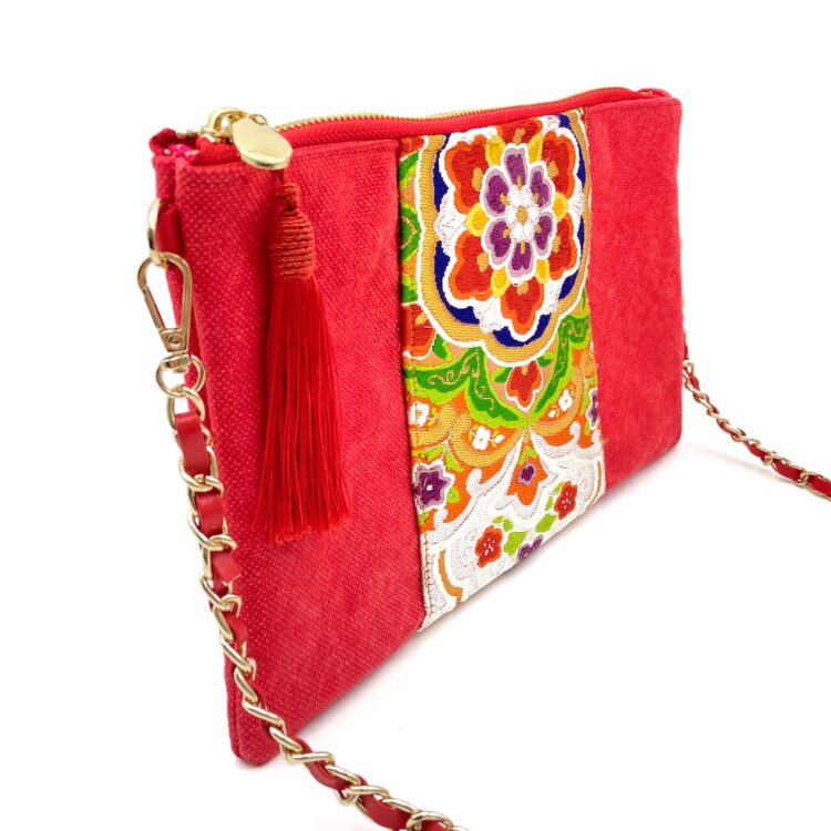 Kimono Sacoche Chain Shoulder Bag Red Mandella