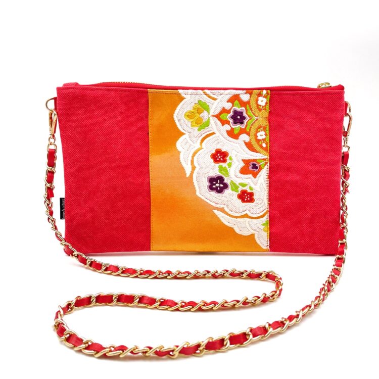 Kimono Sacoche Chain Shoulder Bag Red Mandella