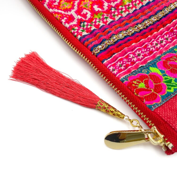 Sacoche Shoulder Bag Hmong Red Hearts With Rose