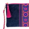 Hmong Sacoche Chain Shoulder Bag Dark Blue And Pink