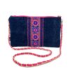 Hmong Sacoche Chain Shoulder Bag Dark Blue And Pink