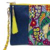Hmong Sacoche Chain Shoulder Bag Blue Flora