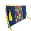 Hmong Sacoche Chain Shoulder Bag Blue Flora