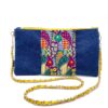 Hmong Sacoche Chain Shoulder Bag Blue Flora
