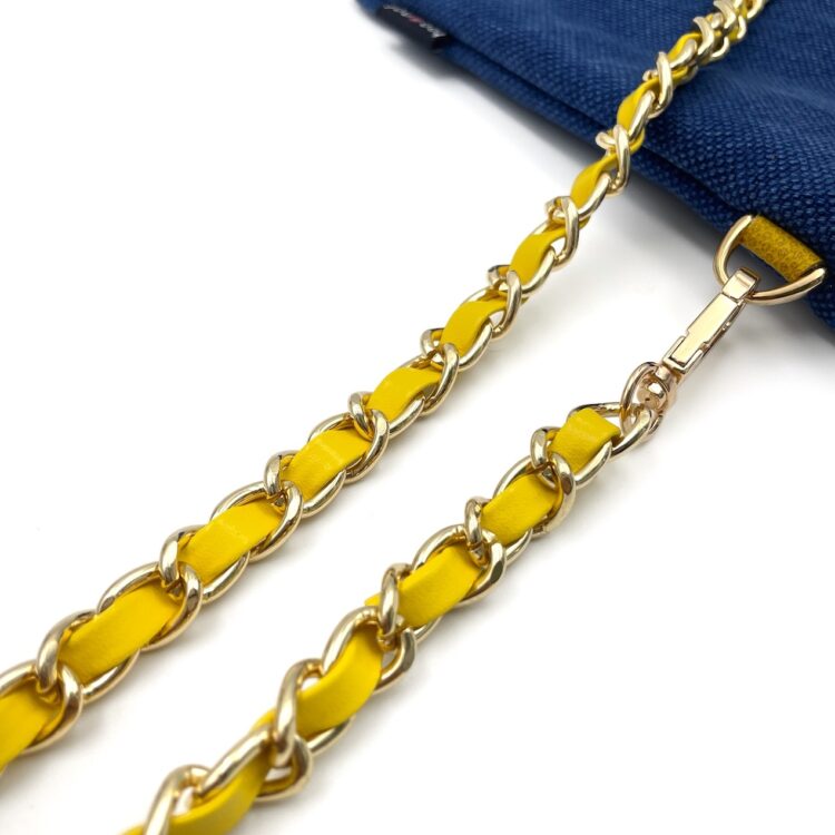 Hmong Sacoche Chain Shoulder Bag Blue Flora