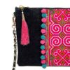 Hmong Sacoche Chain Shoulder Bag Black Swirl