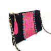 Hmong Sacoche Chain Shoulder Bag Black Swirl