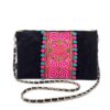 Hmong Sacoche Chain Shoulder Bag Black Swirl