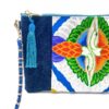Kimono Sacoche Chain Shoulder Bag Blue Twin Bird