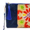 Kimono Sacoche Chain Shoulder Bag Blue Flower Blossom
