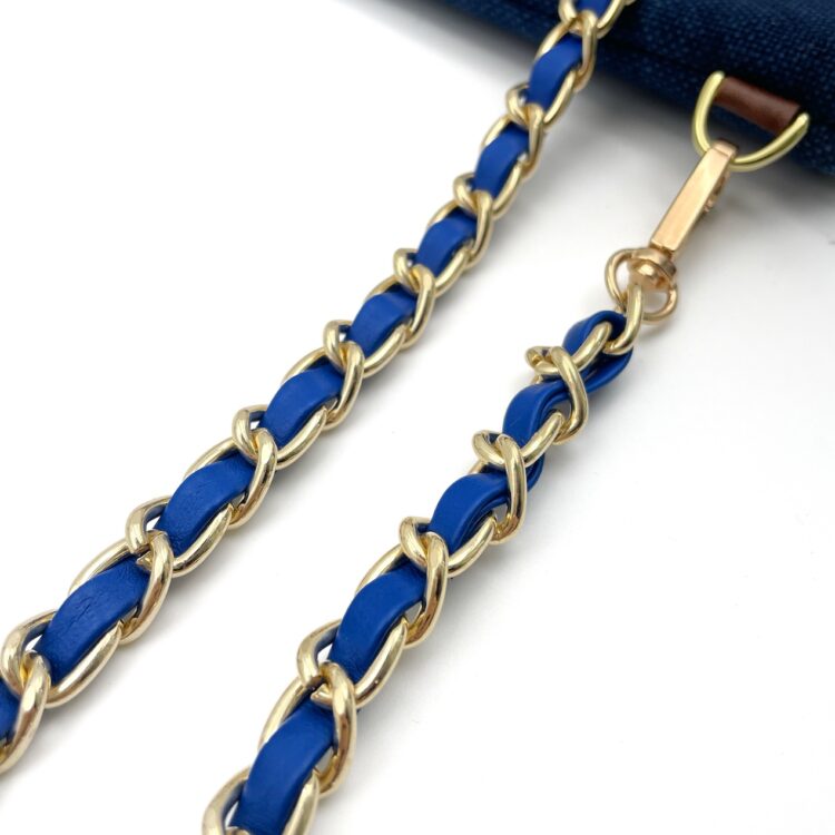 Kimono Sacoche Chain Shoulder Bag Blue Flower Blossom