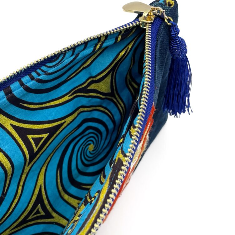 Kimono Sacoche Chain Shoulder Bag Blue Flower Blossom