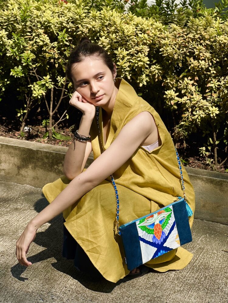 Kimono Sacoche Shoulder Bag Cobalt Songbirds