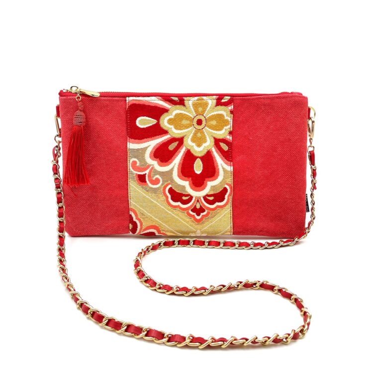 Kimono Sacoche Chain Shoulder Bag Red Blossom