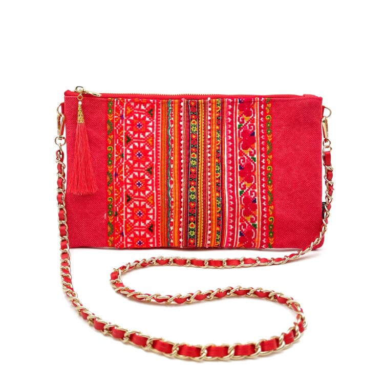 Sacoche Chain Shoulder Bag Hmong Red Sun Shine