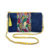 Hmong Sacoche Chain Shoulder Bag Blue Flora