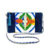 Kimono Sacoche Chain Shoulder Bag Blue Twin Bird