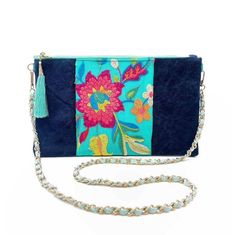 Indian Sacoche Chain Shoulder Bag Blue Turquoise Summer