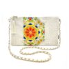 Kimono Sacoche Chain Shoulder Bag White Flower Festival