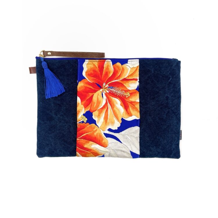 13″ Laptop Sleeve Kimono Blue Habicus Flower