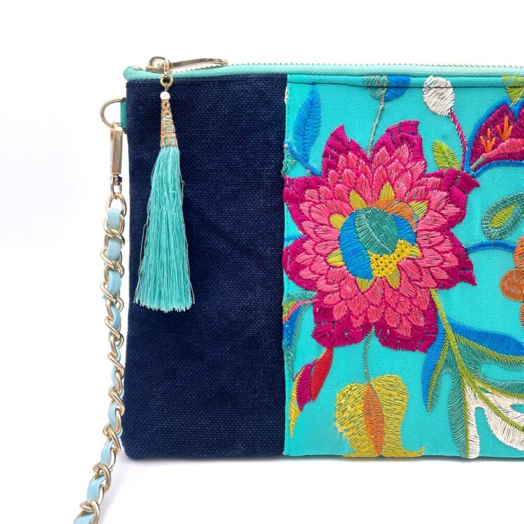 Indian Sacoche Chain Shoulder Bag Blue Turquoise Summer