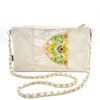 Kimono Sacoche Chain Shoulder Bag White Flower Festival