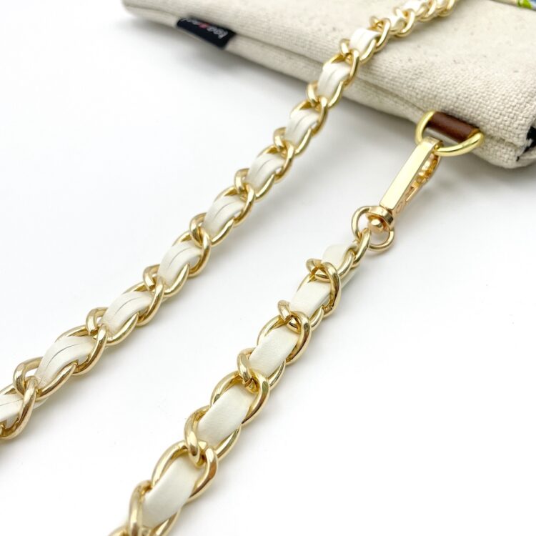 Kimono Sacoche Chain Shoulder Bag White Flower Festival