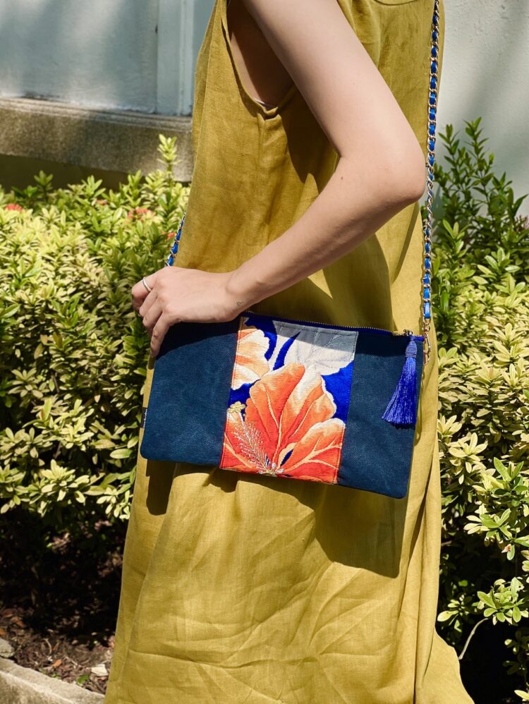 Kimono Sacoche Shoulder Bag Coral Hibiscus